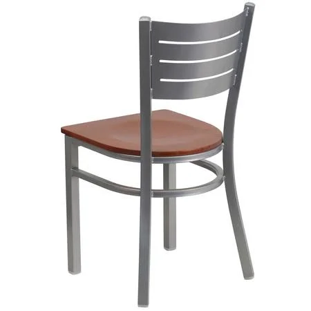 Flash Furniture 2-Xu-Dg-60401-Chyw-Gg Silver Slat Chair-Chy Seat, pk2