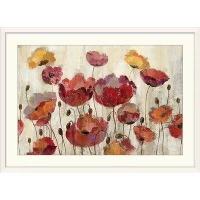 &Poppies in The Rain& by Aniessa Painting Print Winston Porter Format: White Frame - Size: 28x22 H x 38x22 W x 1x22 D