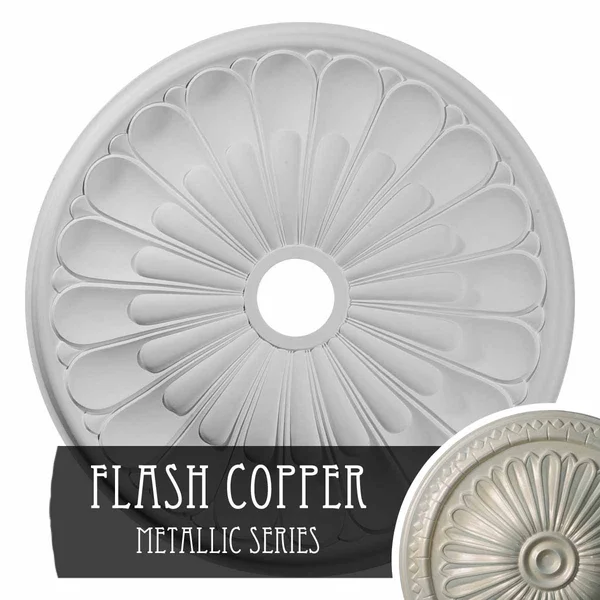 26 3/4x22OD x 3 5/8x22ID x 1 3/8x22P Elsinore Ceiling Medallion (Fits Canopies Up to 3 5/8x22), Hand-Painted Flash Copper