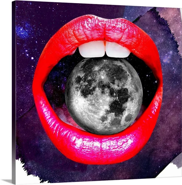 Lips - Moon Mouth - Canvas Wall Art, 20x20, Great Big Canvas