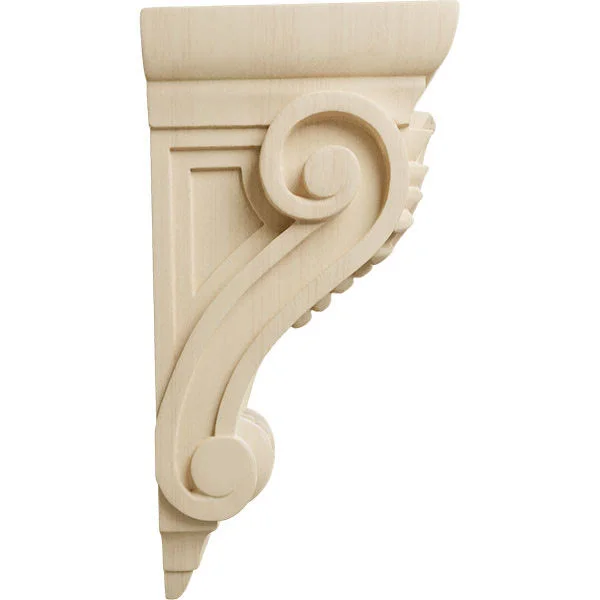 3 3/4x22W x 4 3/8x22D x 8 1/2x22H Medium Fig Leaf Corbel, Rubberwood