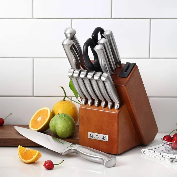 McCook MC29 Knife Sets - 15 Pieces German Stainless Steel Kitchen Knife Block Sets