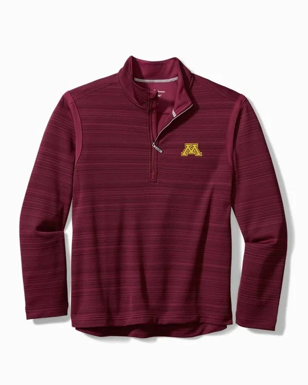 Tommy Bahama Men's Collegiate Tidal Stripe IslandZone Half-Zip Sweatshirt - Minnesota - Size S