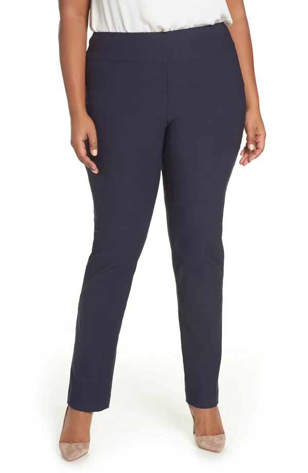 Nic+Zoe Wonderstretch Straight-leg Pants - Blue - Size 12