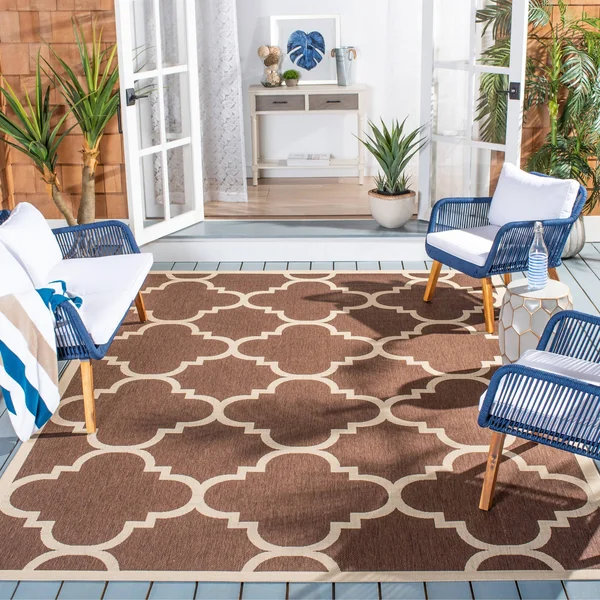 Safavieh Courtyard Dark Brown Indoor Outdoor Rug - 5&3x22 x 7&7x22