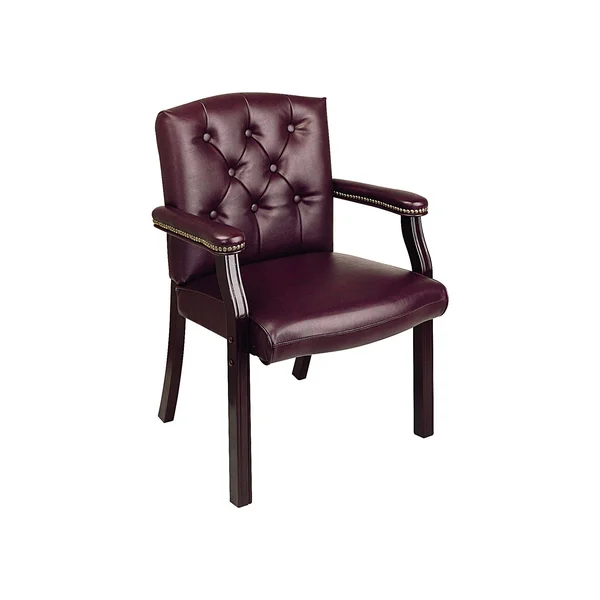 Office Star Traditional Visitors Chair with Padded Arms, Burgundy