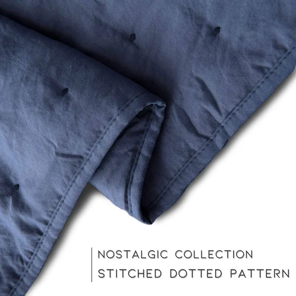 Kasentex Nostalgic Dot Stitch Stone Washed Designer Quilt Set with Pillow Shams Twin, Red