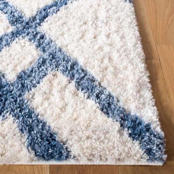 Safavieh Berber Shag Rug Collection BER214A - Cream - Grey - 8& x 8& Square