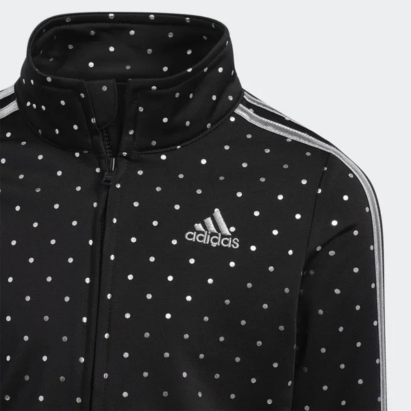 Adidas Little Girls& Dot Tricot Jacket and Pants Track Set, 2T, Black