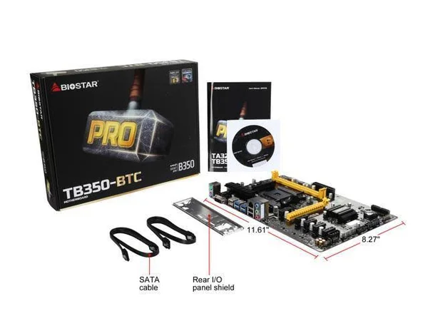 Biostar Motherboard Tb350-btc AMD A-Series AM4 B350 Up to 32GB DDR4 DV