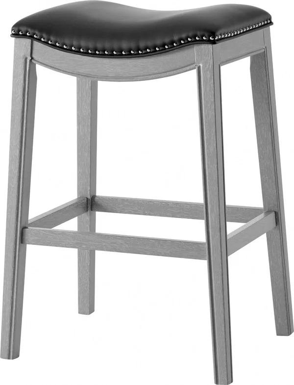New Pacific Direct Grover PU Leather Bar Stool, Matte Black