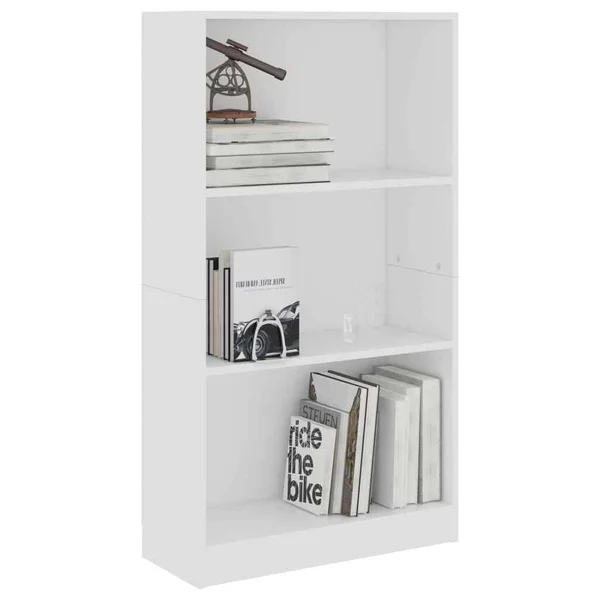vidaXL 3-Tier Book Cabinet White 23.6x22x9.4x22x42.5x22 Chipboard