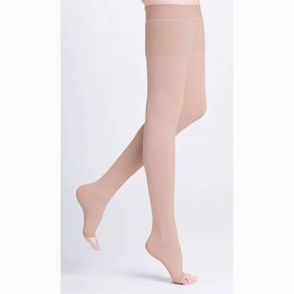 Sigvaris Natural Rubber Thigh High w/ Grip Top, Open Toe 30-40mmHg - Beige - Size L3 - 503NL3O77