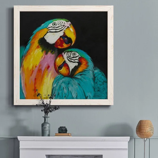Playful Parrot-Premium Framed Canvas - Ready to Hang - 17x17 - White
