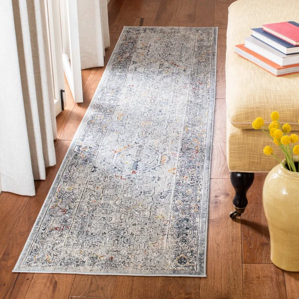 Safavieh History Rug Collection HIS584F - Light Grey - Navy - 5&-1x22 x 7&-6x22