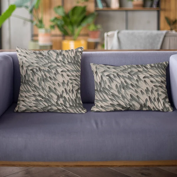 Plutus 20x22 x 36x22 Bird Feather Animal Luxury Throw Pillow in Green and Black