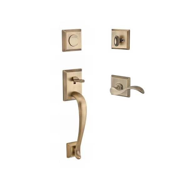 Baldwin Fdnapxcurrtsr049 Reserve Full Dummy Handleset Napa x Curve with Traditional Square Rose in Matte Brass & Black Finis
