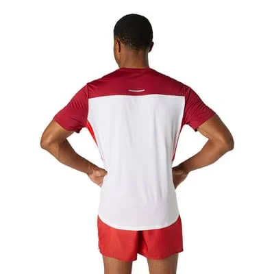 Asics Race Short-Sleeved T-Shirt White Maroon Coral - XL