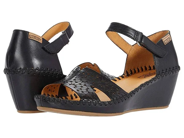 Pikolinos Women Margarita Strap Wedges Black 7.5-8