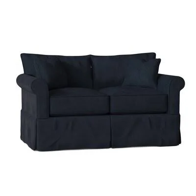 Hollandsworth 65x22 Rolled Arm Slipcovered Loveseat with Reversible Cushions Laurel Foundry Modern Farmhouse Body Fabric: Tina I