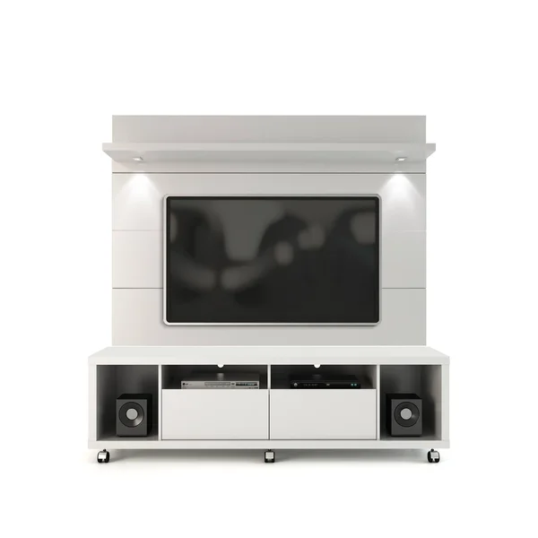 Manhattan Comfort Cabrini TV Stand and Floating Wall TV Panel 1.8 - White Gloss