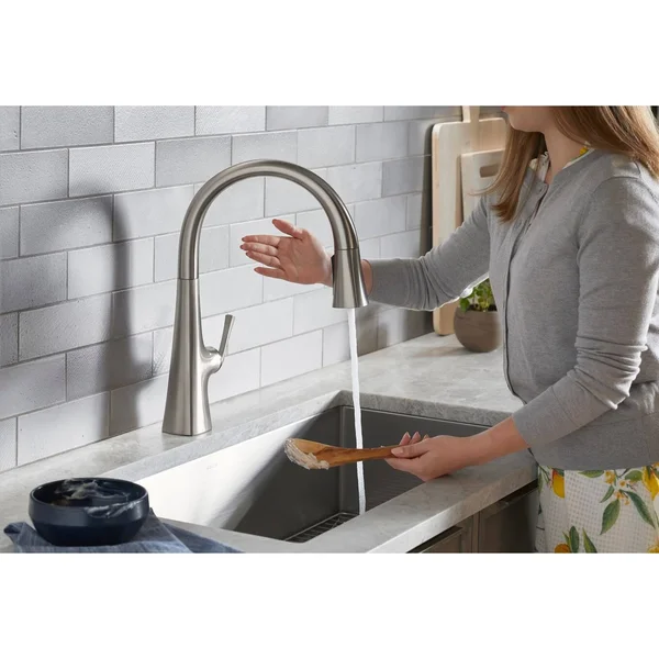 Kohler K-22068-BL Graze Touchless Pull-Down Kitchen Sink Faucet in Matte Black