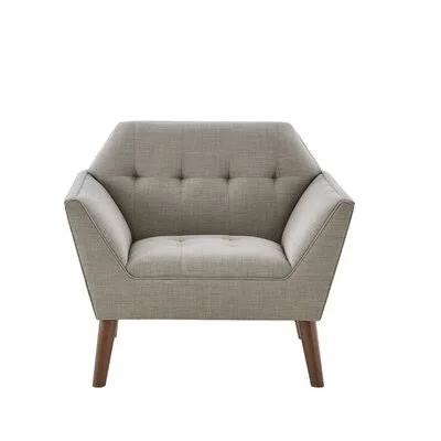 Hoboken 38x22 W Tufted Polyester Armchair Wade Logan Fabric: Light Gray