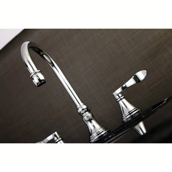 Kingston Brass KS2987DFL NuFrench Widespread Bathroom Faucet with Brass Pop-Up Brushed Brass