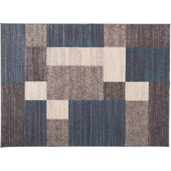 Modern Boxes Design Non-Slip (Non-Skid) Area Rug - 5&3x22 x 7&3x22 - Red