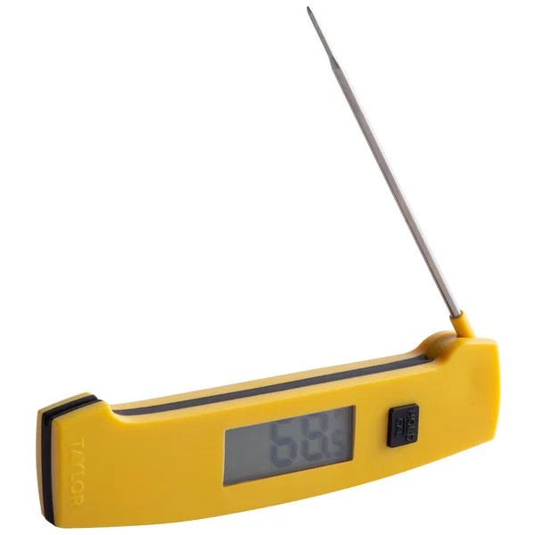 Taylor 9868FDA 4 3/8x22 Yellow Waterproof Digital Folding Thermocouple Thermometer with Rotating Display and Backlight