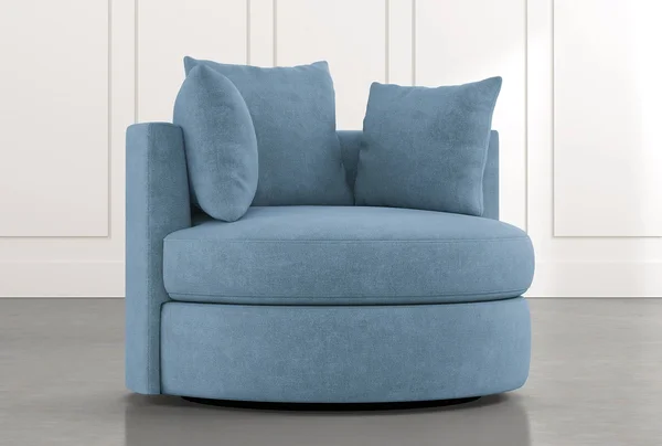 Swivel Chair - Gibson II Light Blue Swivel Cuddler Chair - Fabric - 49x22W x 46x22D x 31x22H at Living Spaces
