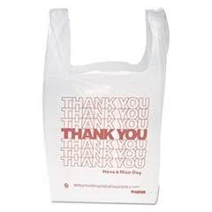 Thank You Handled T-Shirt Bag - 0.167 BBL, 12.5 microns, 11.5 inch x 21 inch, White, 900/Carton, Adult Unisex, Size: One Size