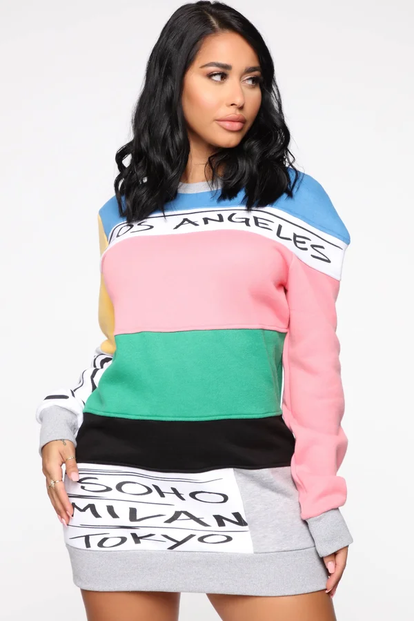 Womens Say It Again Tunic Sweatshirt in Multi Size 2x by Fashion Nova