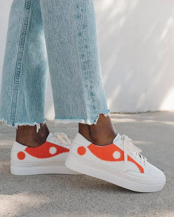 Yin Yang Platform Sneaker Coral - White, 11