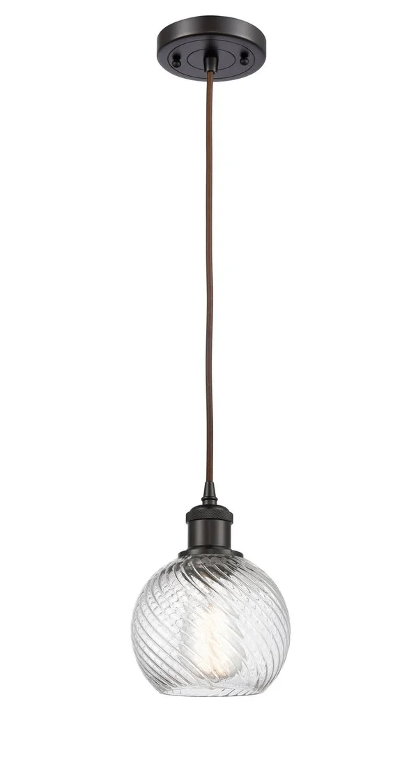 Innovations 516-1P-OB-G1214-6 Oil Rubbed Bronze Small Twisted Swirl 1 Light Mini Pendant