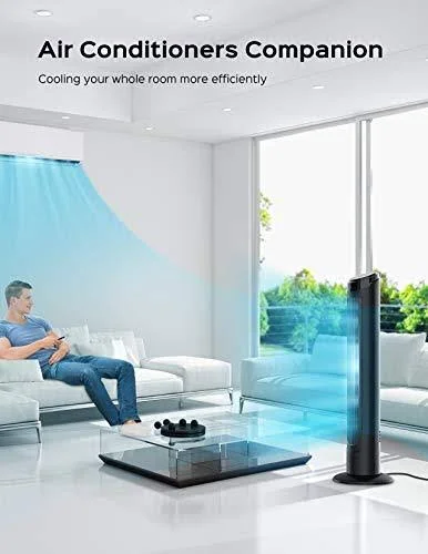 Tower Fan, Dreo 90° Oscillating Fans with Remote, Quiet Cooling, 12 Modes, 12H Timer, Space-Saving, LED Display with Touch Contro