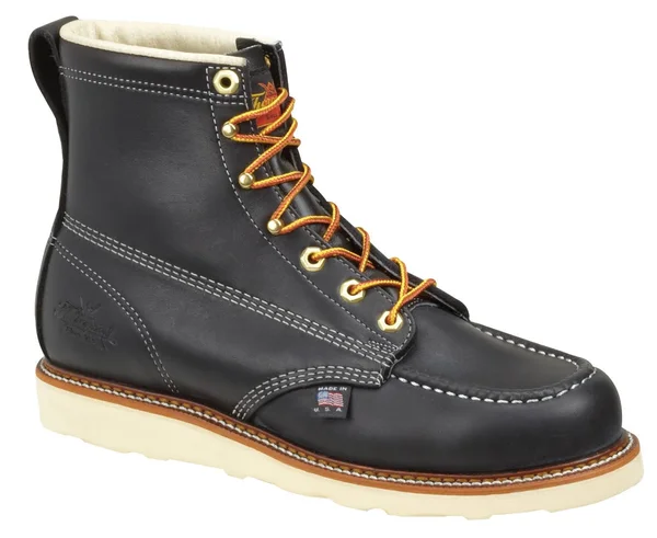 Thorogood 6x22 American Heritage Moc Toe Wedge Steel Toe Boots, Men's Black
