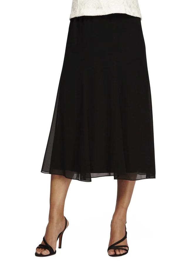 Plus Size Women's Alex Evenings Chiffon Skirt - 1x, Black
