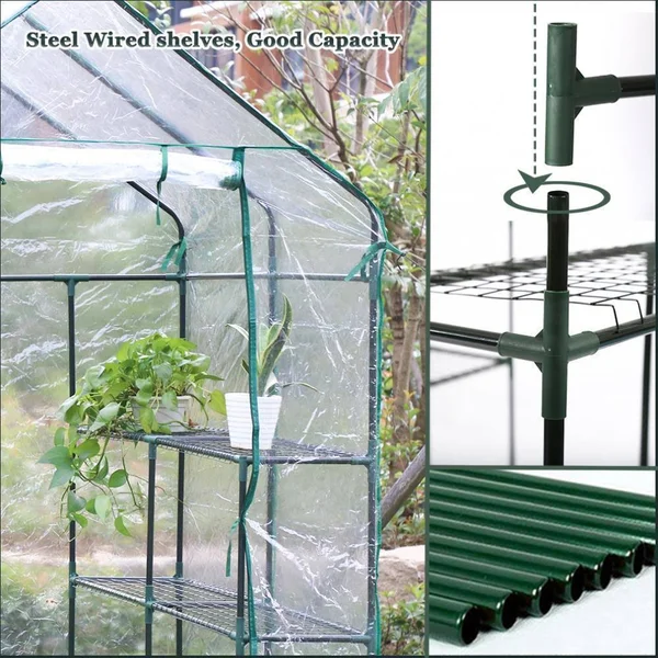 Bestmassage Portable Mini Greenhouse Indoor Outdoor Plant Shelves Tomato Canopy