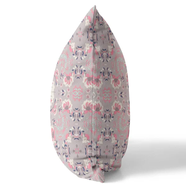 Amrita Sen Love and Liberty Suede Blown and Closed Pillow w/ Insert in Muted Pink - 18x22x18x22