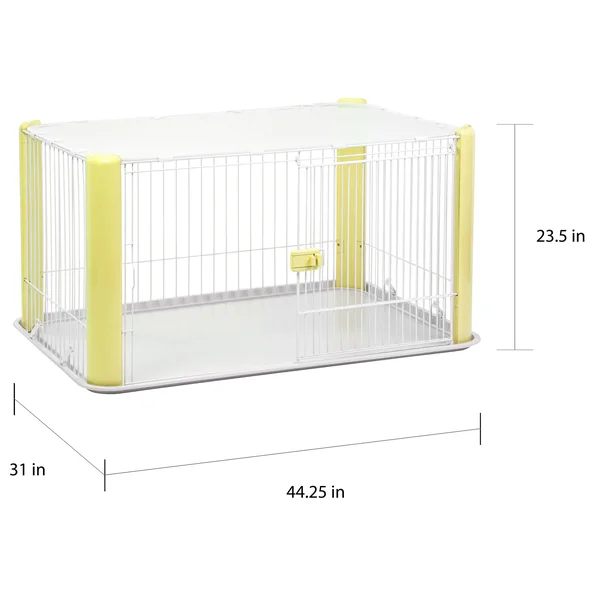 Iris Large Wire Pet Play Pen with ROOF - Yellow