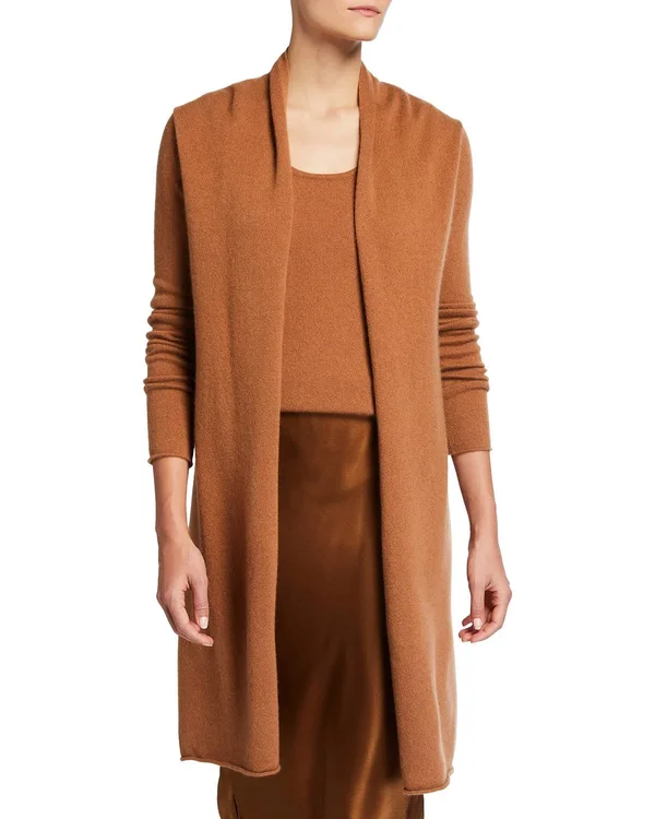 Neiman Marcus Cashmere Collection Cashmere Duster Cardigan - Caramel, Women's, XL, Sweaters Cashmere Sweaters