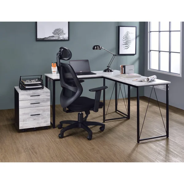 Acme Zaidin Writing Desk Antique White & Black Finish