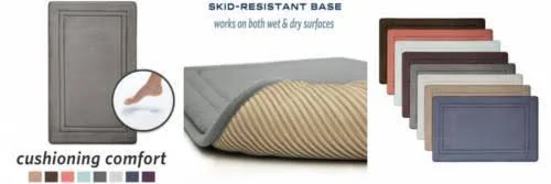 Microdry Quick Drying Memory Foam Framed Bath Mat with GripTex Skid-Resistant Base, 21x34, Charcoal