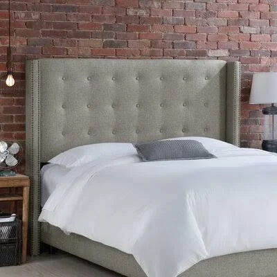 Alabama Wood Frame Upholstered Wingback Headboard Size: Full, Upholstery: Groupie Pewter