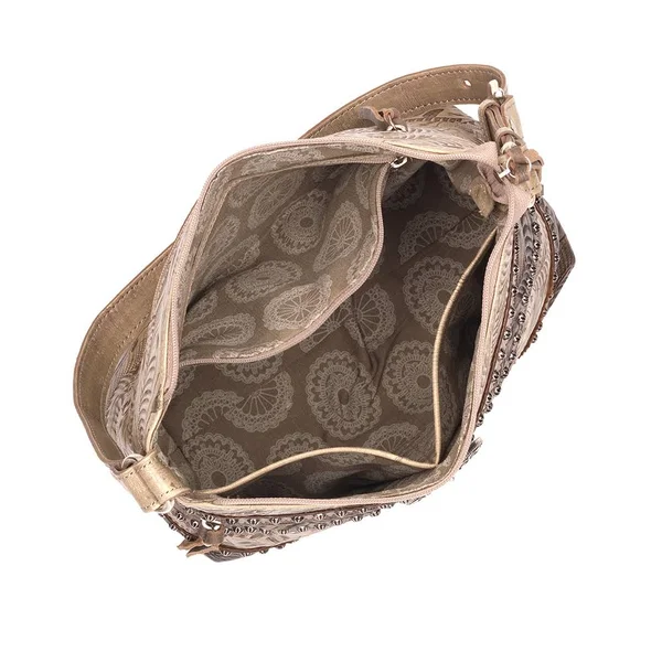 American West Saddle Ridge Zip Top Shoulder Bag - Golden Tan