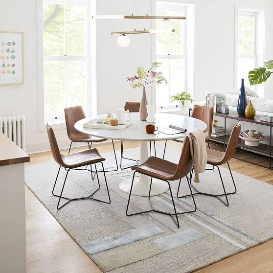 Slope Dining Chair - Sierra Leather, Navy, Light Bronze