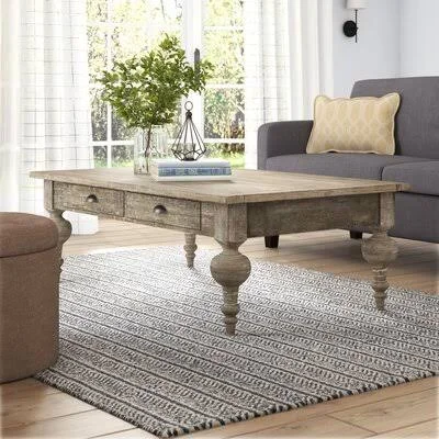 Clintwood Solid Wood 4 Legs Coffee Table Three Posts