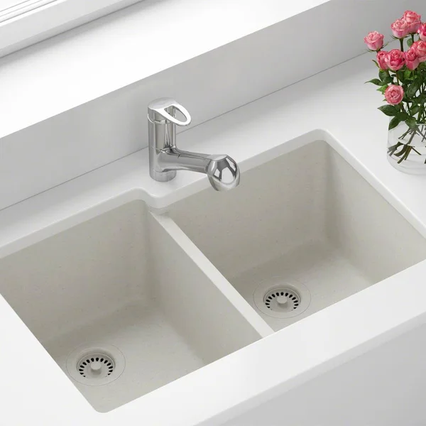 Mr Direct 801 White Sink Two Strainers