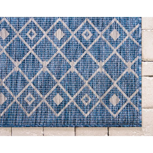 Unique Loom Outdoor Tribal Trellis Rug - 6& x 9& - Aqua Blue